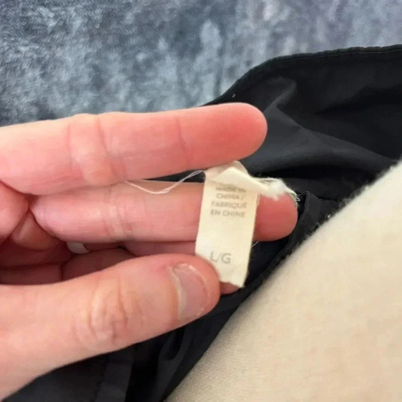 Eileen Fisher Hooded Rain Jacket Black Women's L Nylon Cotton Cinched Coat - Picture 8 of 15